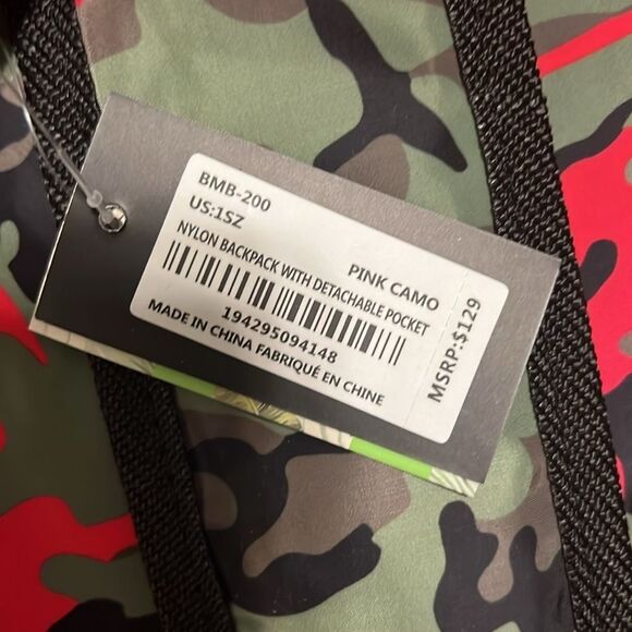 NWT Badgley  Mischka Nylon Pink Camo Backpack w/ Removable Belt Bag‎ main image 5